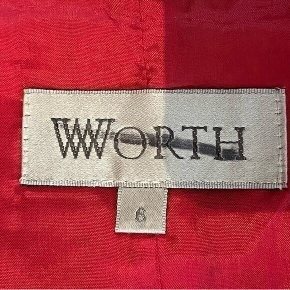 Worth 100% Silk Coral Red Tweed Fringe Academia Career Skirt Size 6 - Picture 10 of 12